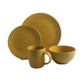 Embossed Pattern Solid Color Porcelain Dinnerware Sets